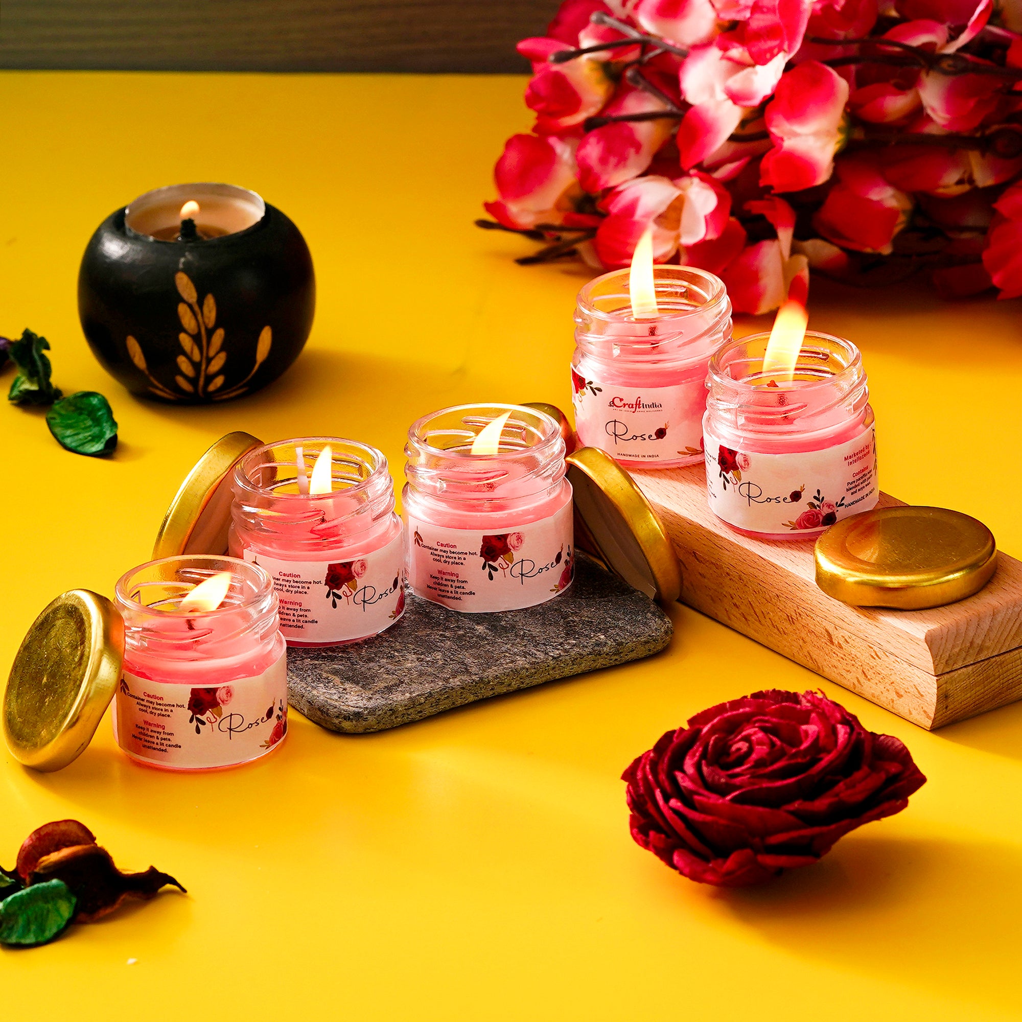 🪔 eCraftIndia Rose Scented Candle |BUY 3 GET 2 FREE|